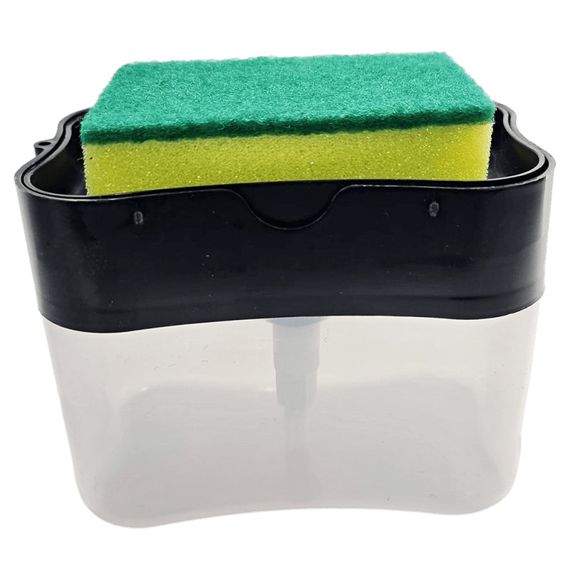 Press-Top Washing-Up Dispenser & Sponge Holder — Assorted Colour; colour supplied at random