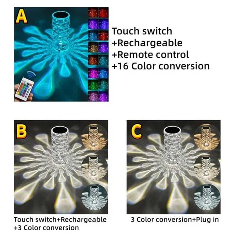 Crystal Rechargeable Table Lamp