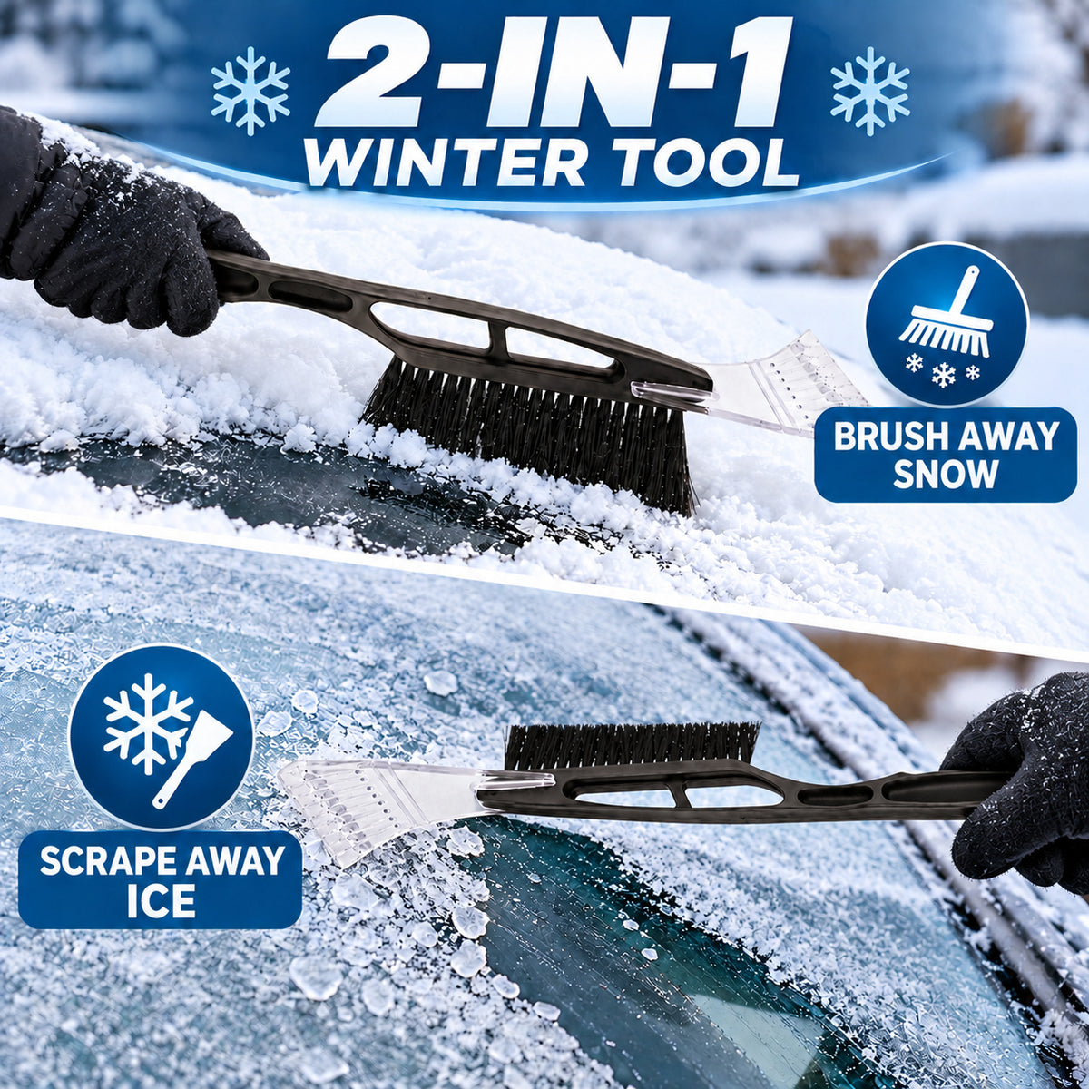 Car Snow Brush & Ice Scraper — 2 Piece Set