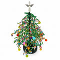 Assembled miniature beaded Christmas tree with angel topper