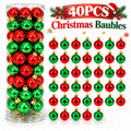 Mini Christmas Baubles — Red & Green, 40 Pack