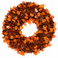 Orange and black Halloween pumpkin tinsel wreath, approximately 44 cm