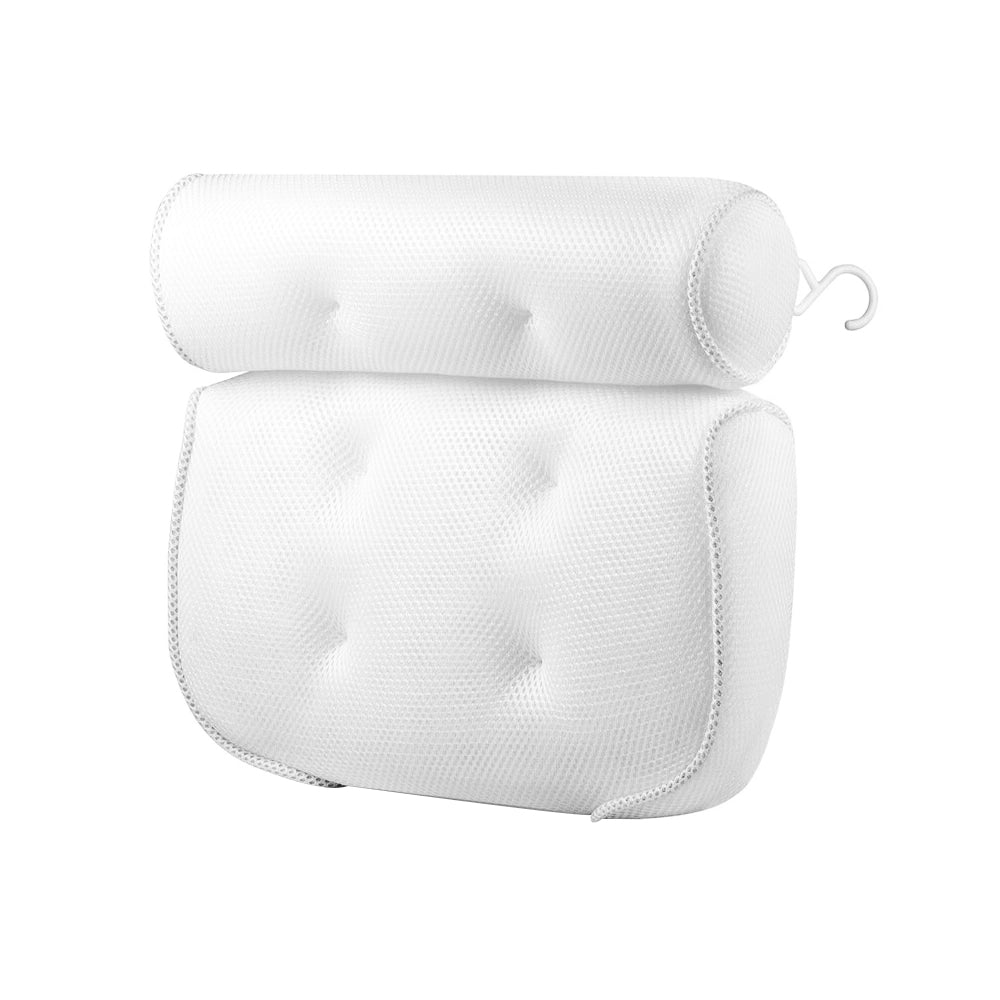 Bath Pillow with Suction Cups — White
