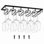 Under-Cabinet Wine Glass Rack — Black, 5 Slots