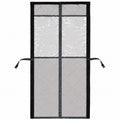 Grey magnetic door curtain with transparent window panels, 80 × 200 cm